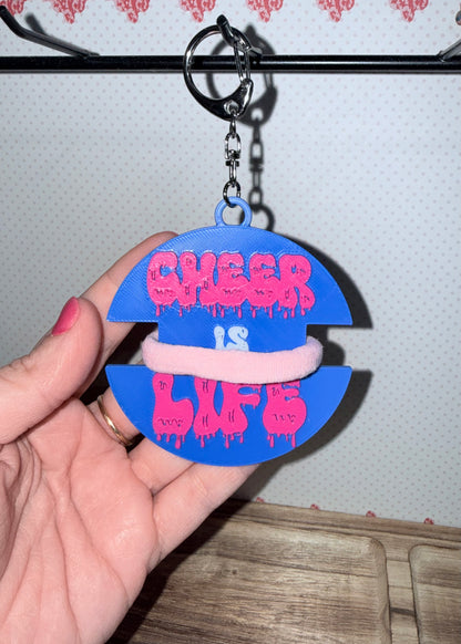 Cheer is Life bag tag hair tie holder
