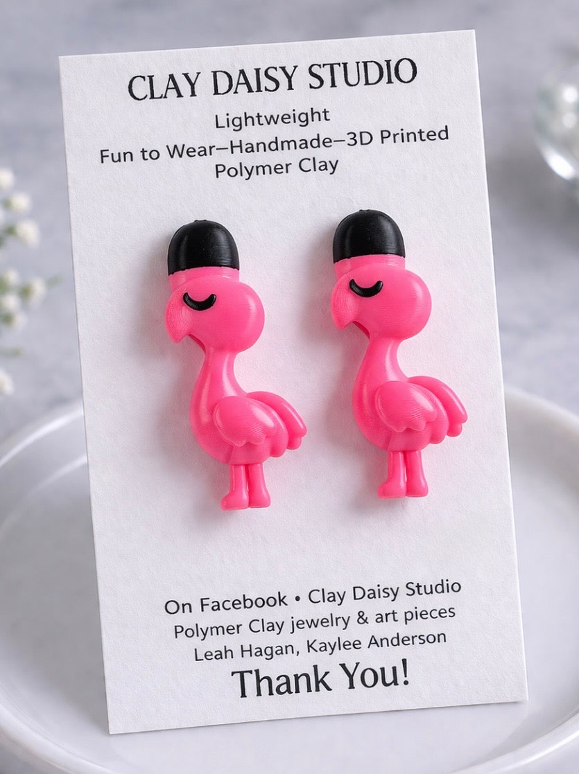 3D Printed Flamingo Chomper Earrings