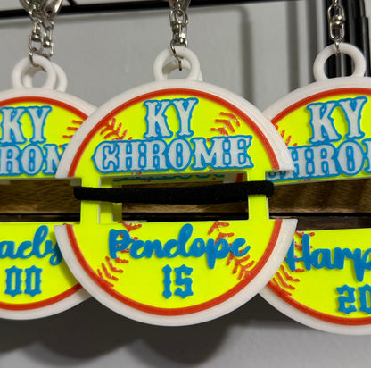 Personalized Softball Hair Tie Bag Tag