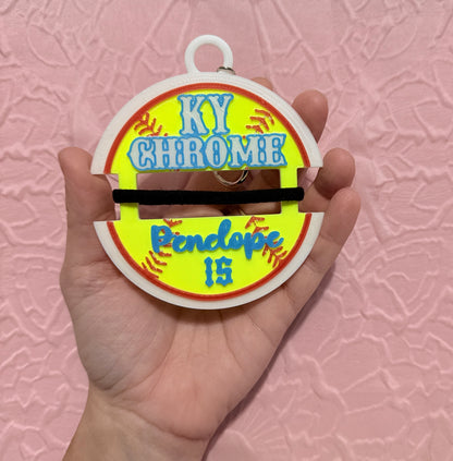 Personalized Softball Hair Tie Bag Tag